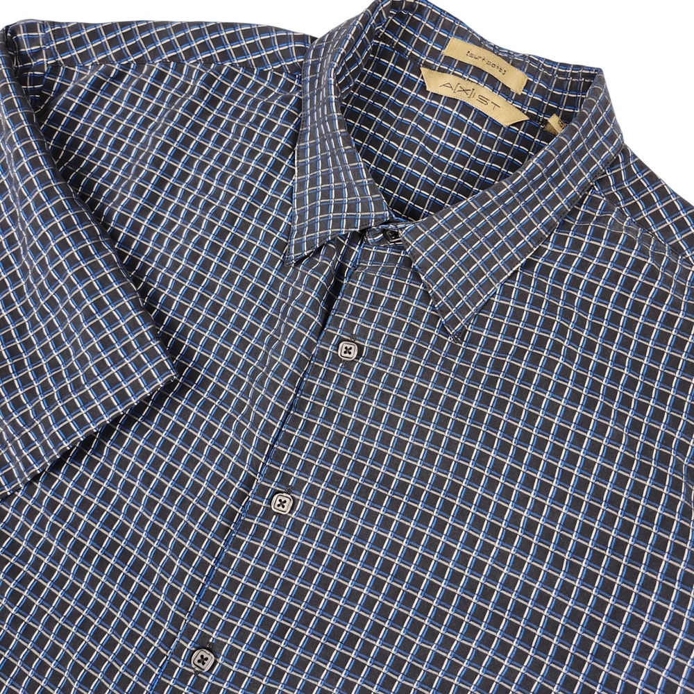 Axist Surf Soft Button Down Shirt XXL‎ Mens SS Black Blue Modal Streetwear Y2K